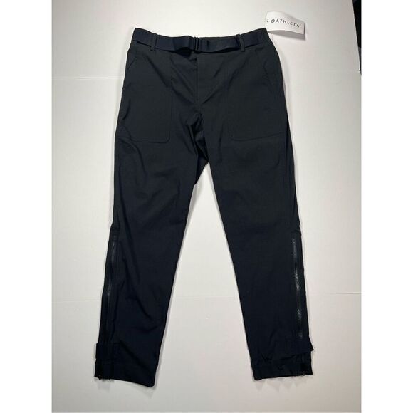 NWT Athleta Trekkie Belted Pant Ankle Zip Ripstop Travel UPF Black Pant Size 8 - Picture 11 of 16